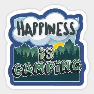 Happiness Is Camping - Typographic Outdoors Lover Gift Sticker